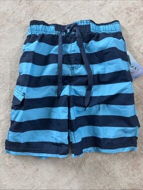 Kanu Surf Navy and Light Blue Striped Swim Shorts